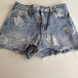 Tinseltown‎ The Mom Short. Denim/Butterfly Women's Raw Hem. Size 3
